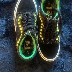 Shake Junt Vans Black Sneakers with Green and Yellow Details